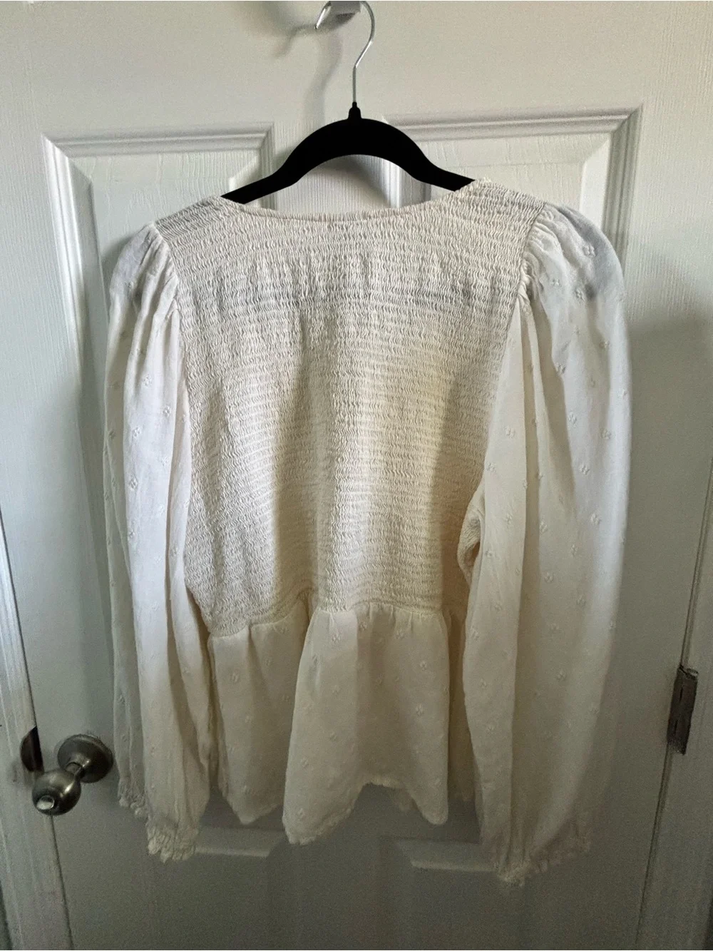😍Boho V-Neck Peasant Blouse in Cream Size XL